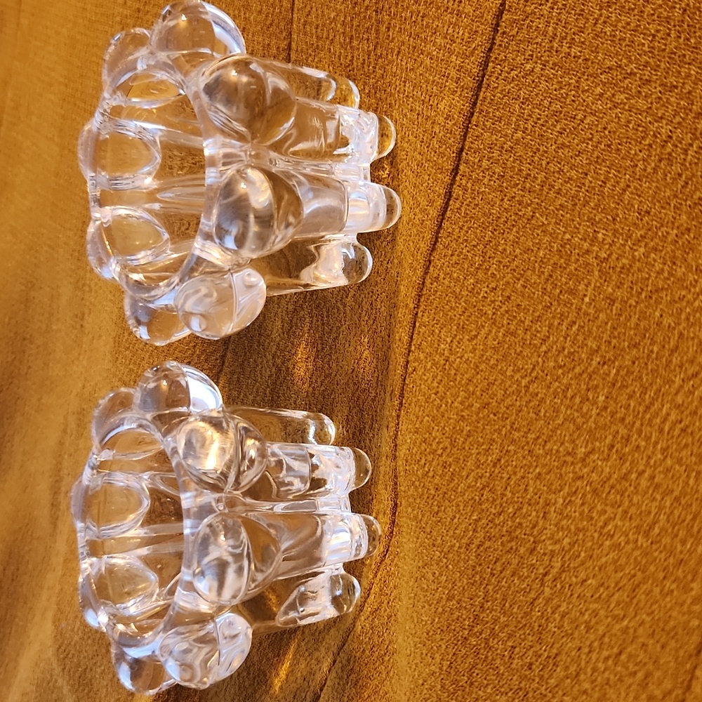 Clear Crystal Candle Holders, Set Of 2
